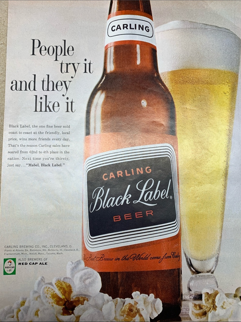 Vintage Black Label Beer Advertisement from Life Magazine June  9, 1961